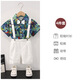 Radish Beibei new children's dress casual style Hong Kong style short-sleeved shirt overalls suit handsome prince costume performance clothes blue floral shirt + shorts + suspenders + bow tie 120cm recommended weight 38-46Jin Jin is equal to 0.5 kg