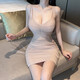 YIJINGXUAN (YIJINGXUAN) Pure Desire Sexy Low-Cut-Strapskleid für Frauen 2025 Neuer Stil Hot Girls Jumpy Stretchy Hip Minirock Nachtclub Hauptbild Stil M 95-105Jin Jin entspricht 0,5 kg