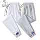 Woodpecker pantalones de chándal grises de moda marca de moda para hombres mallas harén estilo Hong Kong pantalones deportivos sueltos pantalones casuales pantalones largos de nueve minutos hombres negro-Woodpecker-9229 pantalones de chándal XL