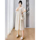 Geman maternity dress summer loose large-size top covering belly summer skirt puff sleeve maternity dress summer skirt off white skirt (recommended 120-140 Jin [Jin equals 0.5 kg])
