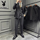 Playboy 2025 new men's three-piece wedding dress casual formal fit British suit black L (suitable for 111-125 Jin Jin equals 0.5 kg)