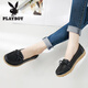 Playboy (Playboy) Damenschuhe Herbst Herbst bequeme Soft alleinige Schuhe Frauen Mode Krankenschwester kleine Lederschuhe Frauen Freizeitschuhe Frauen 1615 Schwarz 38