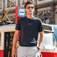 
Mr. Bu round neck short-sleeved wool T-shirt Spring and Autumn new letter logo for men's inner wear BT12188 Mineral gray 2XL (185)