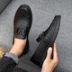 Changxiang Huili 2024 Summer Men's Men's Black Leather Cover Casual Lazy Shoes One Foot Lazy Shoes Korean Style Youth Beanie Shoes Men D829 Black 40