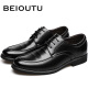 Nordic Pictures (Beioutu) Zapatos de cuero para hombres Classic Business Zapatos casuales para el lugar de trabajo británico Lace-up cómodos zapatos para hombres 9827 Negro 42