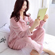 Antarctic women's pajamas women's winter thickened velvet warm anti-static long-sleeved cardigan can be worn outside flannel home clothes L