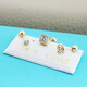 Golden fork Korean pure 14K gold stud earrings for women mini lace round square hollow flower k gold screw ear bone stud for women lace round diamond 14k gold single price