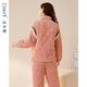 Dalli quilted couple's pajamas new three-layer thickened long-sleeved warm thickened quilted quilted home clothes for men and women suit T8237114-026-Orange Women L