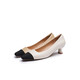 Red Dragonfly Little Flavor High Heels New Women's Shoes Square Toe Thick Heels Commuter Leather Shoes Professional Single Shoes WTB13659 Beige 39