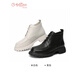 Jinlilai Martin boots for women in autumn and winter new versatile women's boots black cowhide short boots flat boots black 38