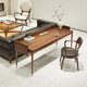 Youthful trend black walnut solid wood desk, large long desk in the living room, sofa back desk, simple double desk, single desk (with multi-function socket) 204*68*75cm