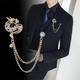 Nianfu Chinese style fashionable men's suit brooch set with diamonds Chinese dragon chain tassel collar pin dress accessories for wife gold