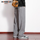 Dingfengbaoluo corduroy pants men's autumn casual pants American retro wide-leg loose large size HK9201 gray 3XL