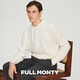 FULL MONTY秋冬季白色连帽针织卫衣休闲长袖套头外套男士羊毛可机洗易打理 白色8804 S