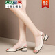 CARTELO leather fish mouth sandals for women wearing 2025 summer new Korean style thick heel mid-heel versatile fashionable rhinestone sandals apricot color 39