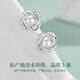 Lao Fengxiang pure silver earrings for women, pearl four-leaf clover earrings, high-end birthday and anniversary gifts for girlfriends and wives, selected pearls* four-leaf clover earrings, Jingsuda
