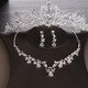 Dunzhu wedding bridal tiara crown white main wedding dress birthday hair accessories Korean necklace and earrings three-piece set versatile crown + necklace + earrings ear pins gift box package