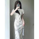 Reserved style new Chinese retro Republican style cheongsam 2025 summer new young girl slim dress for women long 719 flower branches [excluding accessories] M Recommended 85-100 Jin [Jin equals 0.5 kg]