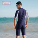 Xushansi new swimsuit men's diving suit one-piece pullover swimsuit short-sleeved five-quarter pants snorkeling suit swimming pool coach suit navy blue 150 XXL (-180Jin Jin is equal to 0.5 kg))