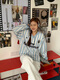 Style rabbit sweater for women 2024 autumn and winter new European and American jersey style striped V-neck trendy brand lazy style loose couple sweater blue and white striped equal size