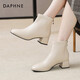 Daphne Martin Boots Herbst und Winter Single Stiefel Französisch modische Kurzstiefel Frauen Weiß plus Samt Stiefel Frauen ungenau