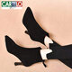 Cartelo 2024 Herbst und Winter Neue Stil High Heels kleine Nacktstiefel Tierärztes Leder weiche Kuhläden dünne Fersenschuhe plus Samt schwarzes Kuhpferd 7cm-Single 37