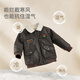 DAVE&BELLA boys' winter jacket plus velvet children's outerwear motorcycle style baby boy cotton jacket new children's clothing children's top jacket brown ready stock 120 cm (recommended height 110-120cm)