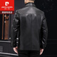 皮尔卡丹（pierre cardin）商务真皮男装头层牛皮翻领中长款真皮皮衣男外套海宁机车皮衣 黑色 黑色薄款 170/L