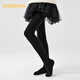 Balabala girls' stockings winter velvet children's pantyhose stretch baby middle and large children solid color simple style black tone 00499 1 pair 9-12 years old 120cm