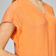 VOA JACQUARD CREPO CREPE NARANJA RED ROJO ENCHA DE MANA A LA MANGA CORTA VERSATILLO MULBRA DE MULBRA