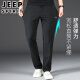 吉普（JEEP）冰丝抗皱男士休闲裤夏季薄款宽松直筒高弹速干运动男裤 黑色 【冰丝透气】 2XL 【适合155-170斤】