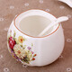 Porcelain Beauty Ceramic Seasoning Jar Creative Seasoning Box European Style Seasoning Box Set Kitchen Seasoning Rack with Hole Cover Combination Pack 300g Flowery Scenery Three-piece Set 3-piece Set 300ml