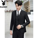 Playboy Suit Men's Korean Slim Top Jacket Groomsmen Wedding Business Professional Formal Small Suit Men Two-button Black Top + Shirt + Tie + Tailor-made Pants 2XL