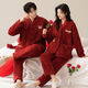 LangSha Couple Pajamas for Men and Women Winter Coral Velvet Big Red Newlywed Wedding Suit for the Year of the Zodiac Plus Velvet Home Clothes Heart to Heart Ms. M