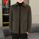 Pierre Cardin spring and autumn double-sided woolen coat men's short Korean style woolen jacket brand short woolen coat brown XL 125-140Jin Jin equals 0.5 kg