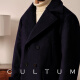 CULTUM [880g thick pure wool] winter classic double-breasted navy coat short wool trench coat men's coat Midnight blue L