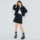 Fantu Fantu sense sequined denim short skirt suit 2024 new spring women's suit fashionable casual two-piece set black S