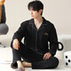 Catman 2025 new pajamas men's cardigan lapel long sleeve trousers large size men's spring and autumn home clothing suits can be worn outside 42M12014 4XL men:
