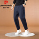 皮尔卡丹（pierre cardin）休闲裤男九分小脚垂感顺滑韩版潮流宽松百搭舒适弹力运动哈伦裤男 春秋厚款黑色 厚款 XL 135-150斤