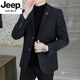 JEEP SPIRIT high-end men's small suit jacket men's casual autumn and winter business suit middle-aged dad suit suit men's cotton 6002 pure black 6XL 205 (205-220) Jin Jin equals about 0.5 kg