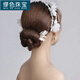 MiU Se new style bridal hair accessories Korean lace imitation pearl handmade beaded headdress wedding dress accessories studio accessories pearl flower headband earrings (ear clip A15-102