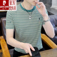 Pierre Cardin Herrener runder Hals reines Baumwollstreifen kurzärmeligte T-Shirt für Herren Sommer Neues T-Shirt Koreanischer Stil Schleicher Pass