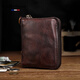 Rollsminjor echte Leder-Brieftasche Herren Kurzer vertikal handgefertigter Gemüse gebräunter Kopfschicht Cowide Retro Reißverschluss Brieftasche mittleren Alters und Jugend Geschenkbox Retro Black 9*2,5*12 cm
