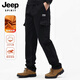 JEEP SPIRIT Jeep casual pants men's velvet thickening winter new pure cotton work pants loose straight pants large size trousers NHHS-9902 earthy yellow velvet XL 150-175Jin Jin equals 0.5 kg