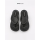 CUGGCK Japanese heel thick-soled flip flops for women in summer wear 2025 new fashionable non-slip simple foot-clip beach sandals 5012 black high-heel thick-soled flip flops 39/40