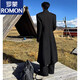 ROMON black long Godfather shoulder-padded woolen coat men's winter thickened cleanfit Cthulhu civilian trench coat black upgraded version 90% of buyers choose M 105-120Jin Jin is equal to 0.5 kg