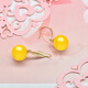 Gift: Drops of water form beads. Amber 18k gold earrings, beeswax ball ear hooks. Natural raw stone with good color. Gift for mom or girlfriend. 11.0-12.0mm beeswax ball beads + yellow 18k gold ear hooks.