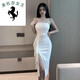 溥畔宴会晚礼服裙女平时可穿气质年会主播服装女夜晚总店性感吊带抹胸 黑色 513 S