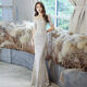 Evening dress for women 2022 new high-end temperament slim aura queen evening dress 2022 banquet annual meeting stage show temperament elegant slim and slim high-end light luxury fish tail skirt silver M