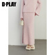 DPLAY Black Label 2025 Autumn Alpaca Sweater Pink Sweater Set Women's Two-Piece Peach Pink (Two-Piece Set) S